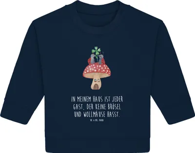 Produktbild von Mr. & Mrs. Panda Organic Baby Pullover Marienkäfer Fliegenpilz 24. - 36. Monat - French Navy - Geschenk, Wohnung, Bullover, Zuhause, Lustige Sprüche, Haus