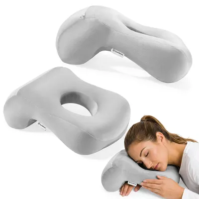 Imagen del producto de Almohadilla para escritorio HyperMotion con abertura para la respiración, ideal para siestas, color gris, 30 × 25 × 10 cm, 0,29 kg, con relleno de algodón de polipropileno ajustable