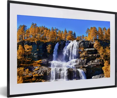 Produktbild von MuchoWow® Gerahmtes Poster Wasserfall - Norwegen - Natur 60x40 cm - Poster mit Schwarzem Bilderrahmen Wandposter Rahmen Foto Bilder - Schlafzimmer - Plakat in Rahmen - Drucken