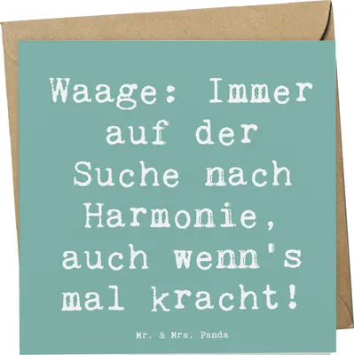 Produktbild von Mr. & Mrs. Panda Glückwunschkarte Spruch Waagen Harmonie - Meeresbrise - Geschenk, Geschenke Astrologie, Sternzeichen, faltkarte, Grußkarte, Versöhnung, Vermittler, Waage