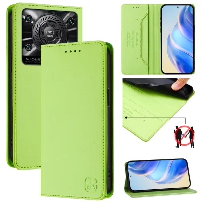 Produktbild von Lederhülle für Oukitel C60 Hülle Flip Brieftasche Kartenfächern Ständer Schutzhülle Grün