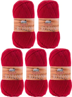 5 x 100g Strickgarn Robin Uni Antipilling Winterwolle rot