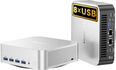 Zdjęcie produktu dla 2026 GEEKOM A8 MAX Mini PC AMD Ryzen 9 8945HS (8 rdzeni, 16 wątków, 5,2 GHz) Mini komputer stacjonarny, 32 GB pamięci DDR5, 1 TB pamięci SSD, Mini PC do gier, Windows11