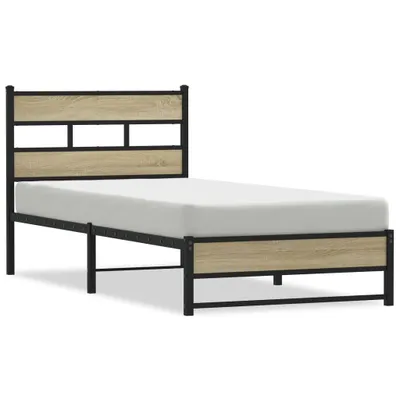 Obrázek produktu pro vidaXL Kovová postel bez matrace Sonoma dub 75x190 cm