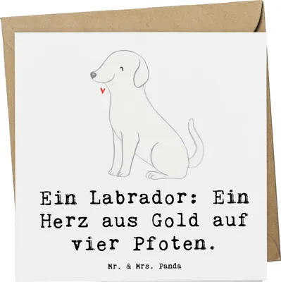 Produktbild von Mr. & Mrs. Panda Grußkarte Labrador Herz - Weiß - Geschenk, Klappkarte, faltkarte, anlasskarte, Hunderassen Eigenschaften, intelligenter Hund, Hunderasse, doppelkarte