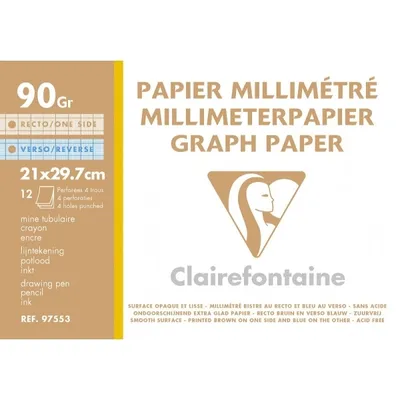 Image de Clairefontaine Papier millimétré blanc DIN A4 perforé 90 g