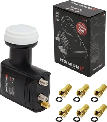 Produktbild von Premiumx Unicable LNB SCR 2 Legacy Einkabel System Unikabel 4 + 2 Teilnehmer FullHD 4K HDTV Ultra HD + F-Stecker