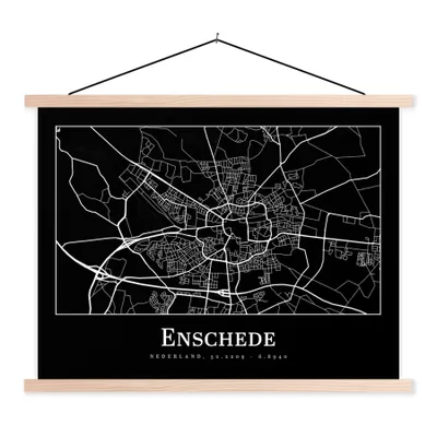 Obrázek produktu pro MuchoWow® Textilní plakát - Mapa - Enschede - Mapa města - Mapa města - 60x45cm - S hnědými lamelami
