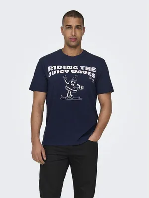 Produktbild von Only & Sons Kim Reg Funny Kurzarm-t-shirt Blau XL Herren Blau XL