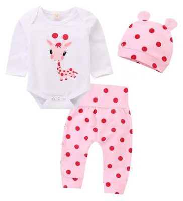 Imagen del producto de Conjunto de ropa para bebé niña, con motivos de jirafa, ideal para los días más cálidos
