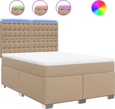 Produktbild von vidaXL Boxspringbett Matratze Cappuccino-Braun 140x200cm Kunstleder