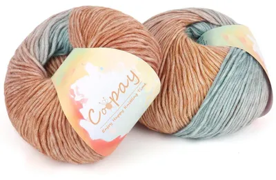 Immagine prodotto di Filato sfumato per uncinetto e maglia, 2 gomitoli da 100g ciascuno, 220 metri, 50% cotone, 50%.poliacrilico, filato effetto ombré