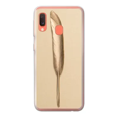 Produktbild von MuchoWow® Handyhülle Schutzhülle Hülle für Samsung Galaxy A20e Gold bemalte Feder auf einem goldenen Hintergrund Silikon Softcase Handy Hülle - Abdeckung