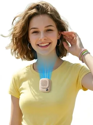 Produktbild von Mini Nackenventilator Akku LED Anzeige Beige
