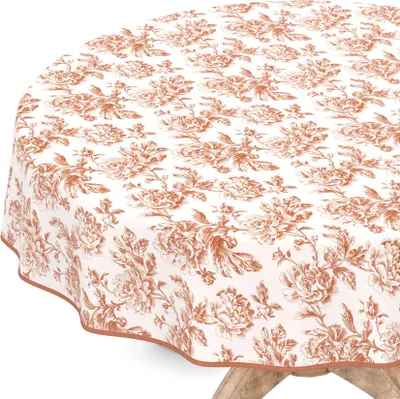 Produktbild von Tischdecke Wachstuch Blumen Beige Robust Wasserabweisend Rund 120 cm