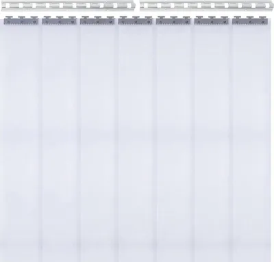 Produktbild von PVC Lamellenvorhang Tür - Kunststoff Streifenvorhang für Kühlraum/Gefrierraum - 105 x 200 cm - Mehrbahnig - Transparent - Außenmontage