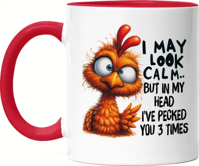 Produktbild von I May Look Calm Grumpy Vogel Tasse Rot Lustig Geschenkidee für Morgenmuffel
