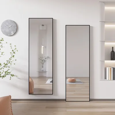 Produktbild von Standspiegel 160×50cm Ganzkörperspiegel Schwarz Rahmen Wandspiegel Spiegel Hängespiegel Ankleidespiegel mit Explosionsgeschützte
