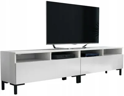 Zdjęcie produktu dla szafka rtv na nóżkach biała biały mat 200cm szafka pod telewizor 200