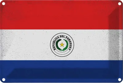 Produktbild von vianmo Blechschild 20x30 cm Paraguay Vintage Flagge Fahne Wappen