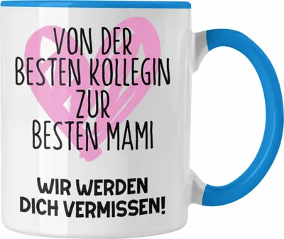 Produktbild von Trendation - Mutterschutz Geschenk Kollegin Tasse Abschied Werdende Mama Abschiedsgeschenk Arbeitskollegin Von Der Besten Kollegin Zur Besten Mama (Blau)