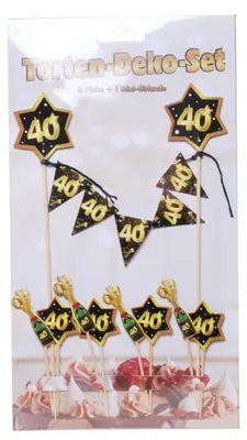 Produktbild von Tortendeko-Set 40 Geburtstag  schwarz-gold Kuchendeko