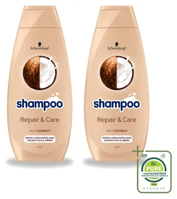 Zdjęcie produktu dla 2 sztuki szamponu Schwarzkopf Repair & Care do włosów zniszczonych - 400 ml - opakowanie zbiorcze