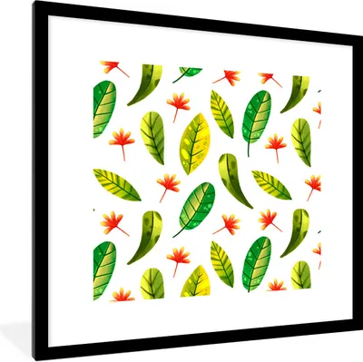 Produktbild von MuchoWow® Gerahmtes Poster Dschungel - Farben - Blätter 40x40 cm - Poster mit Schwarzem Bilderrahmen Wandposter Rahmen Foto Bilder - Poster - Plakat im Rahmen