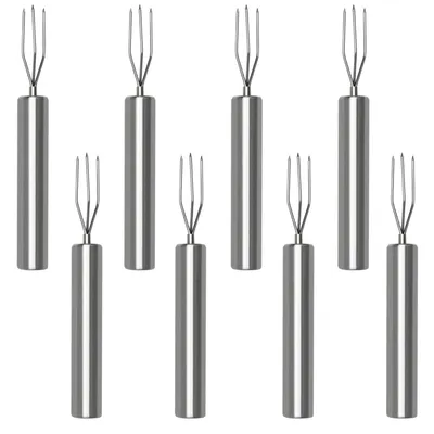 Produktbild von 8 Stück Maisgabeln & Kartoffelhalter aus Edelstahl, Pellkartoffelgabel, Grillzubehör, Camping, spülmaschinenfest