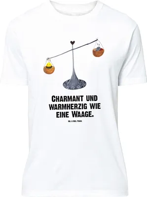 Produktbild von Mr. & Mrs. Panda Größe L T-Shirt Sternzeichen Waage - Weiß - Geschenk, mit Spruch, Biene, Marienkäfer, Shirt, Hummel, Gleichgewicht, Tshirt
