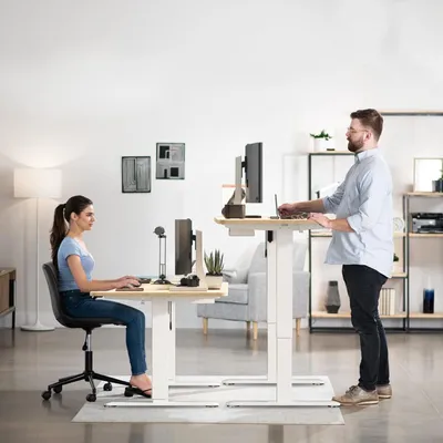 Immagine prodotto di Scrivania regolabile elettricamente - Scrivania regolabile in altezza (seduta/in piedi) - Scrivania con altezza regolabile - Scrivania per l'ufficio domestico