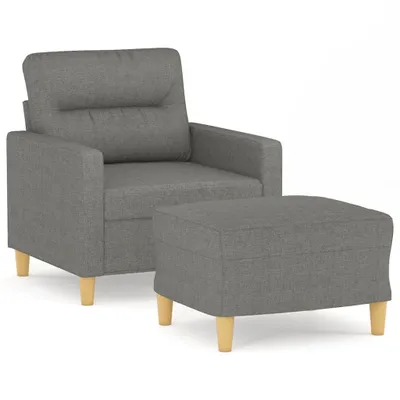 Image de Fauteuil avec repose-pied Gris foncé 60 cm Tissu