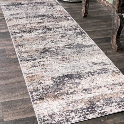 Produktbild von Teppichläufer 100 x 550 cm Grau Beige 2 Modern Läufer für Vorzimmer Eingangsbereich Schlafzimmer Küche Korridor Flur - Abstrakt Muster - G509A WHITE/D_VIZON