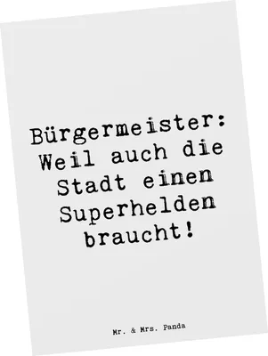 Produktbild von Mr. & Mrs. Panda Postkarte Spruch Bürgermeister Superheld - Weiß - Geschenk, Anerkennung, Beruf, Ansichtskarten, Bürgermeisteramt, Grußkarte, Postkarten, Berufspassion
