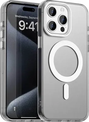 Produktbild von Magnetisch Hülle für iPhone 15 Pro Max, Schlank Durchscheinend Matt Stoßfest Handyhülle Weiß