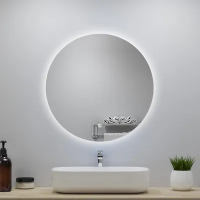 Image de Acezanble Miroir de salle de Bain 70cm rond avec RšŠtrošŠclairage LED Dimmable, Blanc 6000K