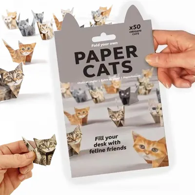 Origami-Set Katzen 50 Blätter, umweltfreundlich, bunte Schreibtisch-Deko