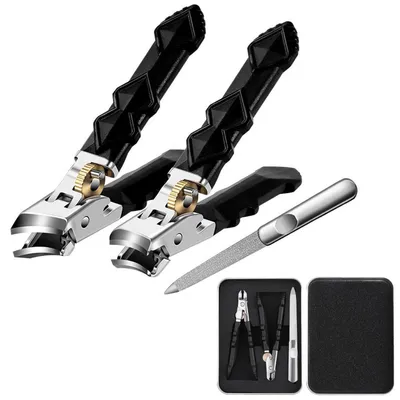 Produktbild von 2 Paar Nagelknipser Edelstahl Schräg mit Splerschutz für dicke Nägel