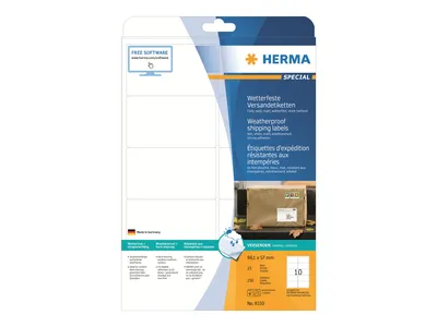 Produktbild von Adressetiketten A4 weiß 99,1x57 mm extrem stark haftend Folie matt 250 St.