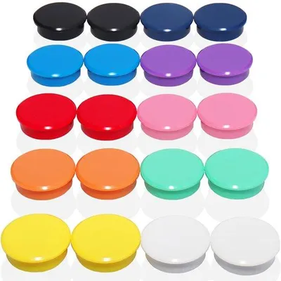 Produktbild von Kleiner runder Magnetset für Magnetbördchen, 20 Stück, 10 Farben, starke Kühlschrankmagnete, Mini-Kühlschrankmagnete, kleine Weißbrett-Magnete, farbenfrohe runde Wandmagnete