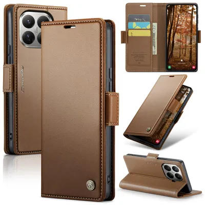 Produktbild von Lederhülle für Xiaomi 17T Brieftasche Kartenfach Schutzhülle mit Standfunktion Braun