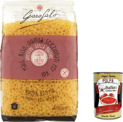 Produktbild von 5x Anellini 400 g Senza Glutine Glutin free, glutenfrei Pasta Noodles + Italian Gourmet Polpa 400 g