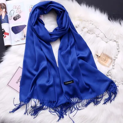 Produktbild von Eleganter blauer Kaschmir Schal DE-6972 – Vielseitig kombinierbar KP6972