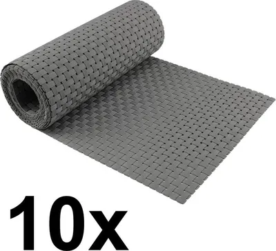 Produktbild von Sichtschutzstreifen Rattan 10er Set TopMulti Polyrattan Doppelstabmatten Grau