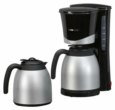 Produktbild von Clatronic® Kaffeeautomat mit Thermokanne für 8-10 Tassen Filterkaffee | Tropfstopp & Auto-Abschaltung | 2 Thermokannen je 1 Liter | KA 3328 schwarz