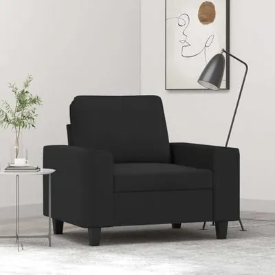 Produktbild von Bequemer Sessel mit schwarzem Metallgestell und strapazierfähigem Stoff, gepolsterter Sitzfläche für ein komfortables Sitzerlebnis sowie 60 cm Sitzfläche für das Wohnzimmer