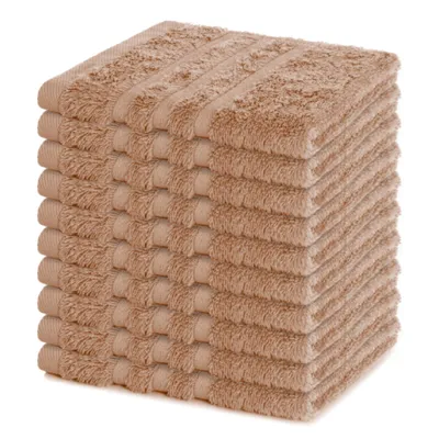 Zdjęcie produktu dla Zestaw 10 ręczników Lavea® Seiftuch, 30x30 cm, 100% bawełna, wysokiej jakości ręczniki do rąk i gości, bardzo chłonne, nadające się do prania, seria frotte Elena - kolor cappuccino