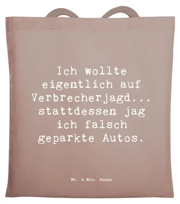Produktbild von Mr. & Mrs. Panda Jutebeutel Spruch Polizist im Alltag - Braun Pastell - Geschenk, Held des Alltags, Herausforderungen, Stoffbeutel, Tasche, Shopping, Geschenke mit Herz