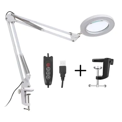 Produktbild von My Green Deal – LED-Lupenlampe mit Tischklemme – 5-fache Vergrößerung – 10 Helligkeitsstufen – 3 Lichtfarben – 360° drehbar – USB-betrieben