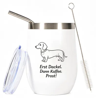 Productafbeelding van Thermobeker "Dachshund" met deksel, roestvrij staal, 350 ml. Isolatiebeker voor koffie en thee